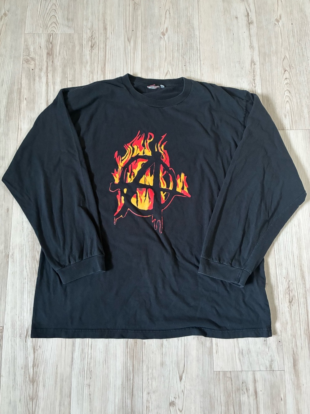 Vintage 2000s Fashion Victim Flaming Anarchy Tee
